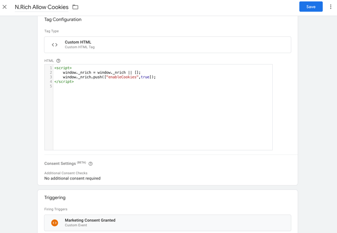 Google Tag Manager N.Rich Allow Cookies Trigger