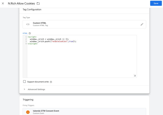 Google Tag Manager N.Rich Allow Cookies Trigger2