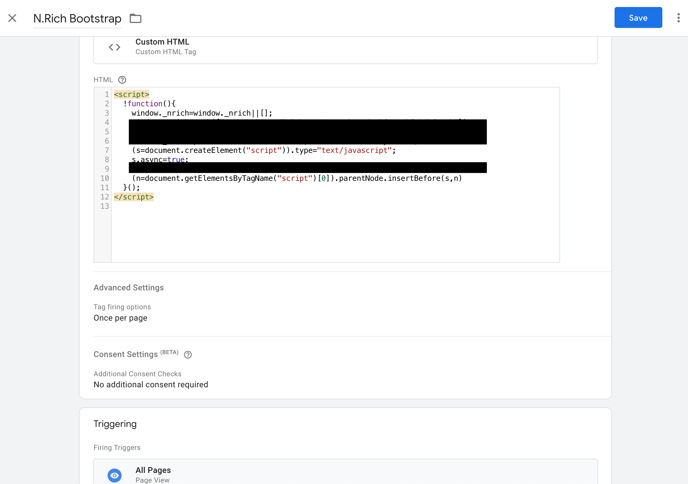Google Tag Manager N.Rich Bootstrap Tag2
